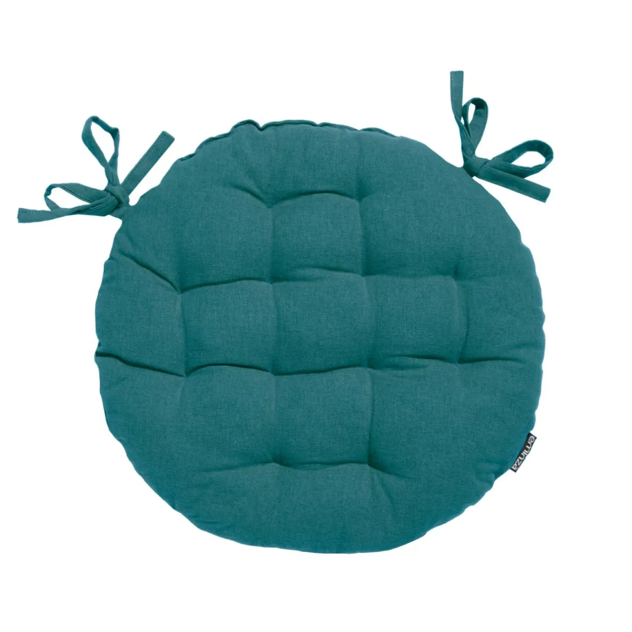 EMINZA Coussin de chaise rond coton (40 cm) Pixel Bleu canard Best