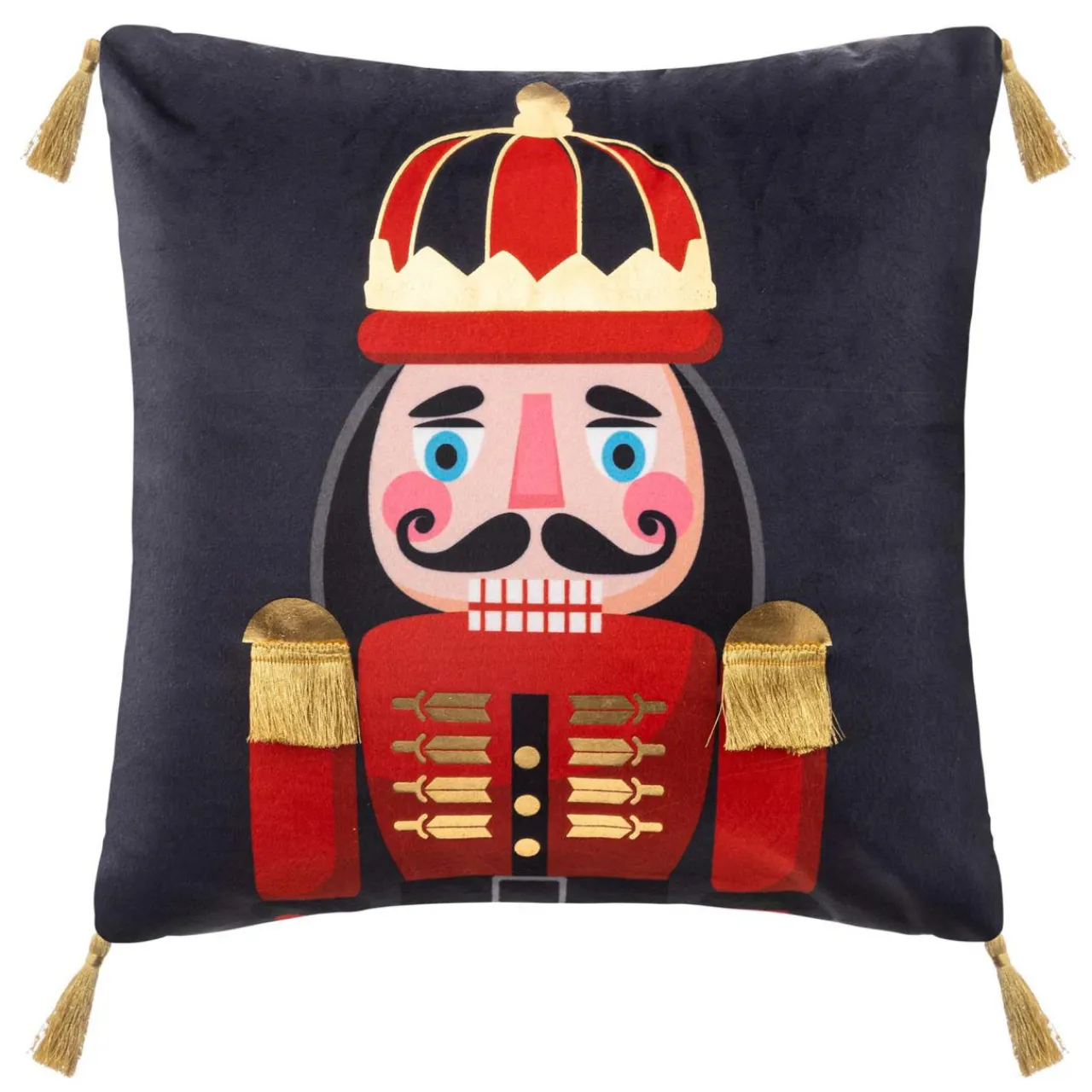 Feeric Lights & Christmas Coussin de Noël carré (40 cm) Casse-noisette Bleu marine Online