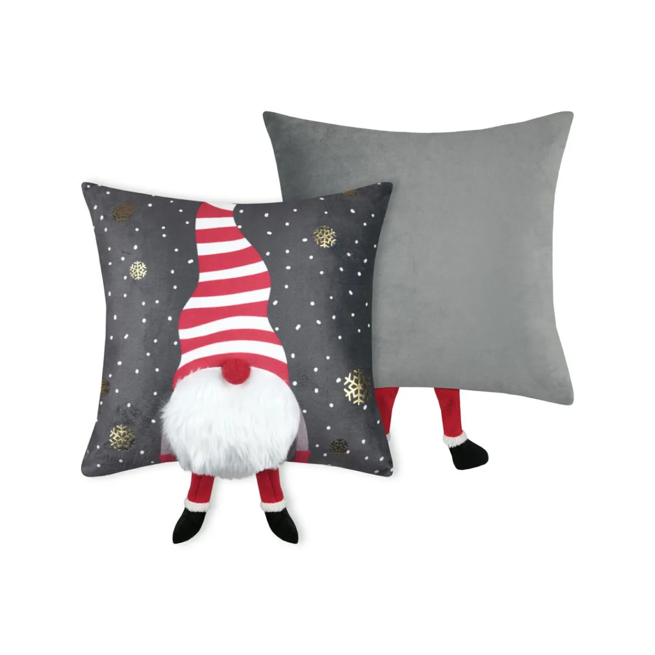 STOF Coussin de Noël carré velours (40 x 40 cm) Edgard lutin Gris Outlet