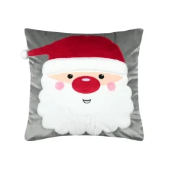 STOF Coussin de Noël carré velours (45 x 45 cm) Edgard Père Noël Gris Clearance