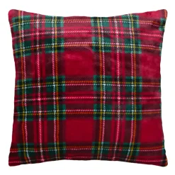 STOF Coussin de Noël carré (45 x 45 cm) Carreaux Tartan Vert et Rouge Outlet