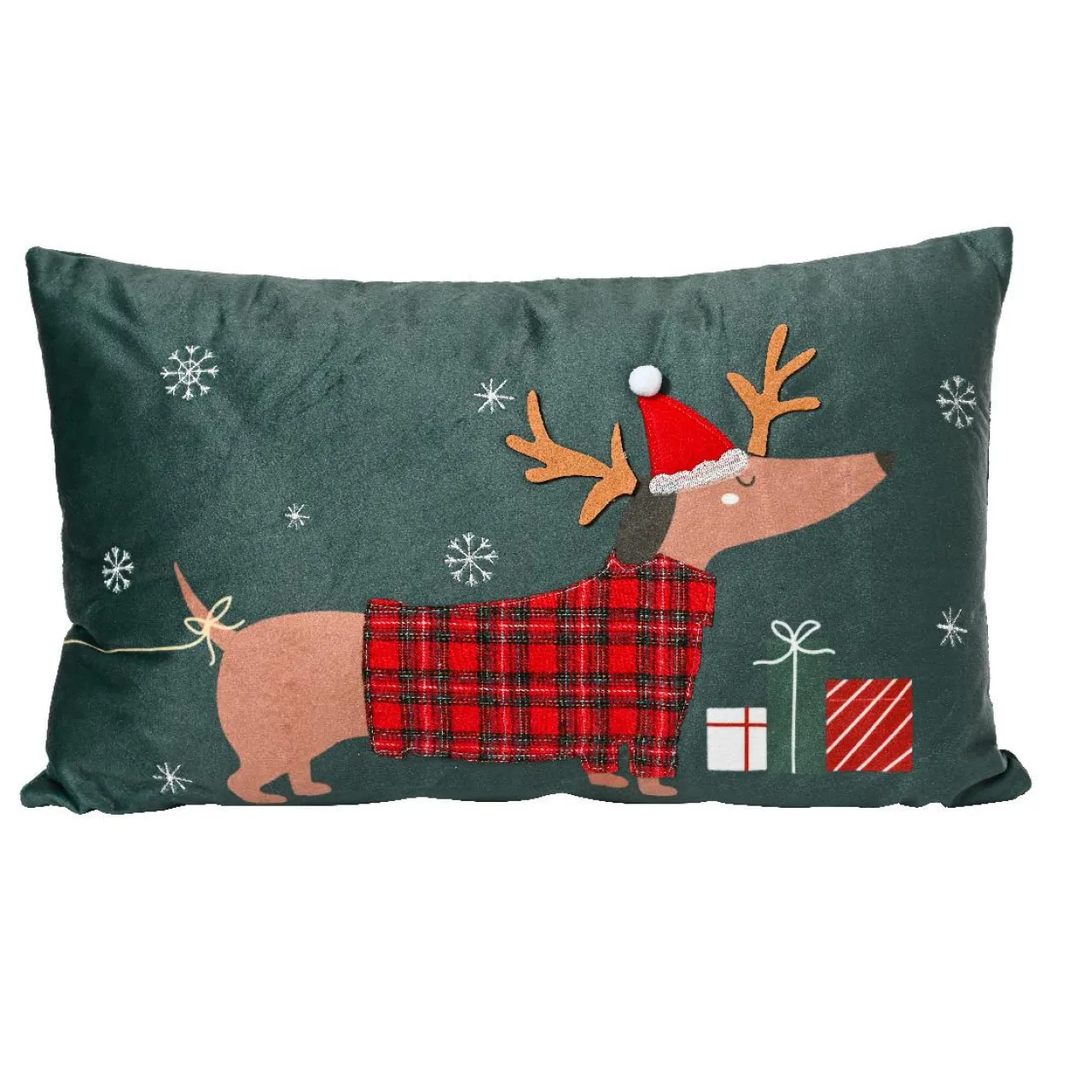 KAEMINGK Coussin de Noël rectangulaire (50 x 30 cm) Doggy Vert Discount