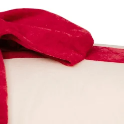 JJA Coussin de Noël rectangulaire (50 x 30 cm) Nœud en velours Rouge et écru Ecru New