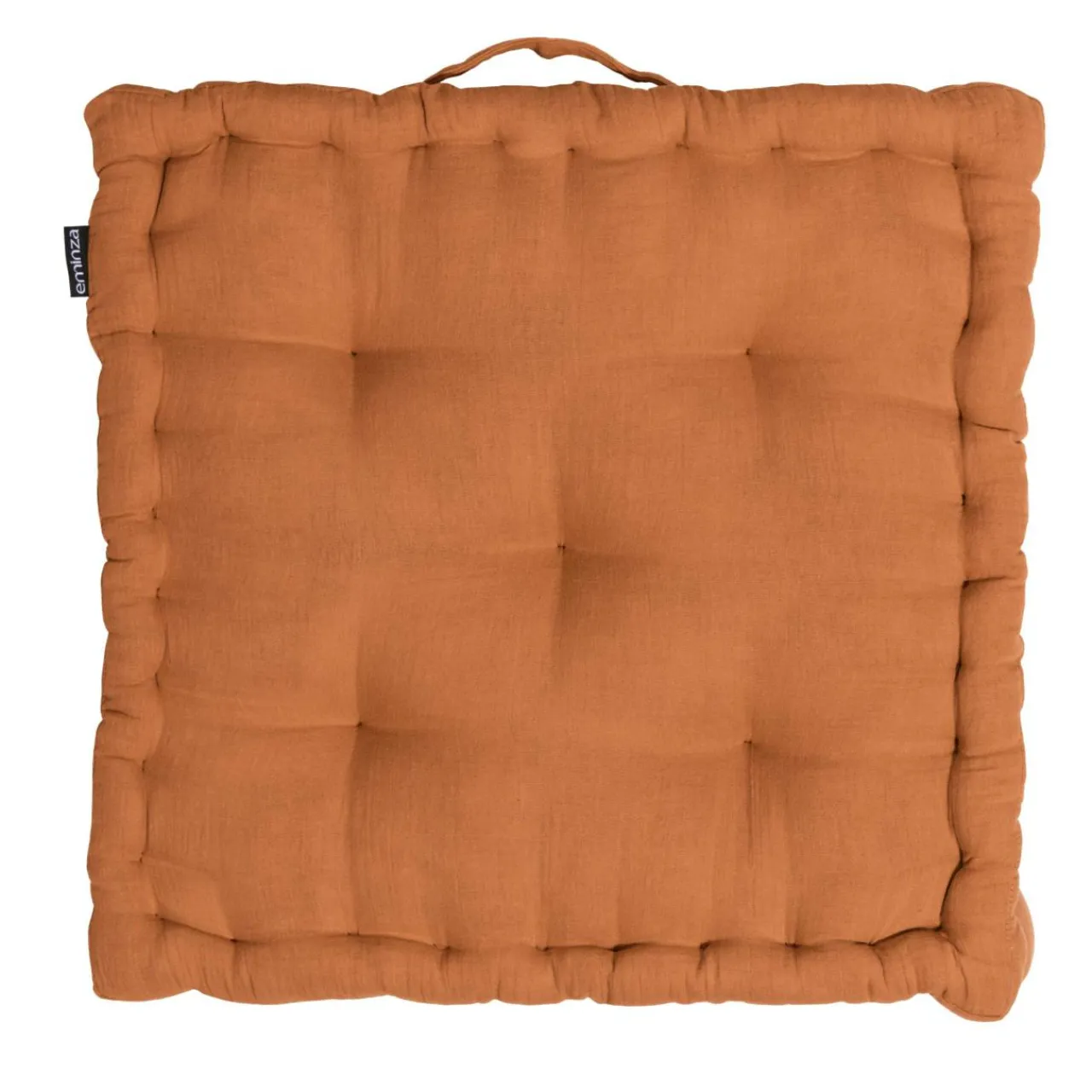 EMINZA Coussin de sol carré gaze de coton (50 x 50 cm) Gaïa Abricot Hot