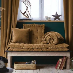 EMINZA Coussin de sol carré velours de coton (50 x 50 cm) Victor Camel Hot