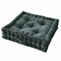 EMINZA Coussin de sol carré velours de coton (50 x 50 cm) Victor Gris ardoise New