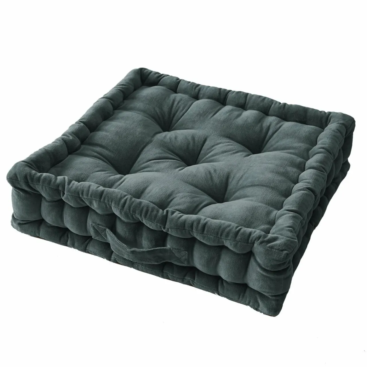 EMINZA Coussin de sol carré velours de coton (50 x 50 cm) Victor Gris ardoise New