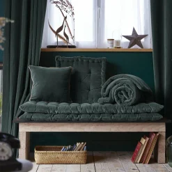 EMINZA Coussin de sol carré velours de coton (50 x 50 cm) Victor Gris ardoise New