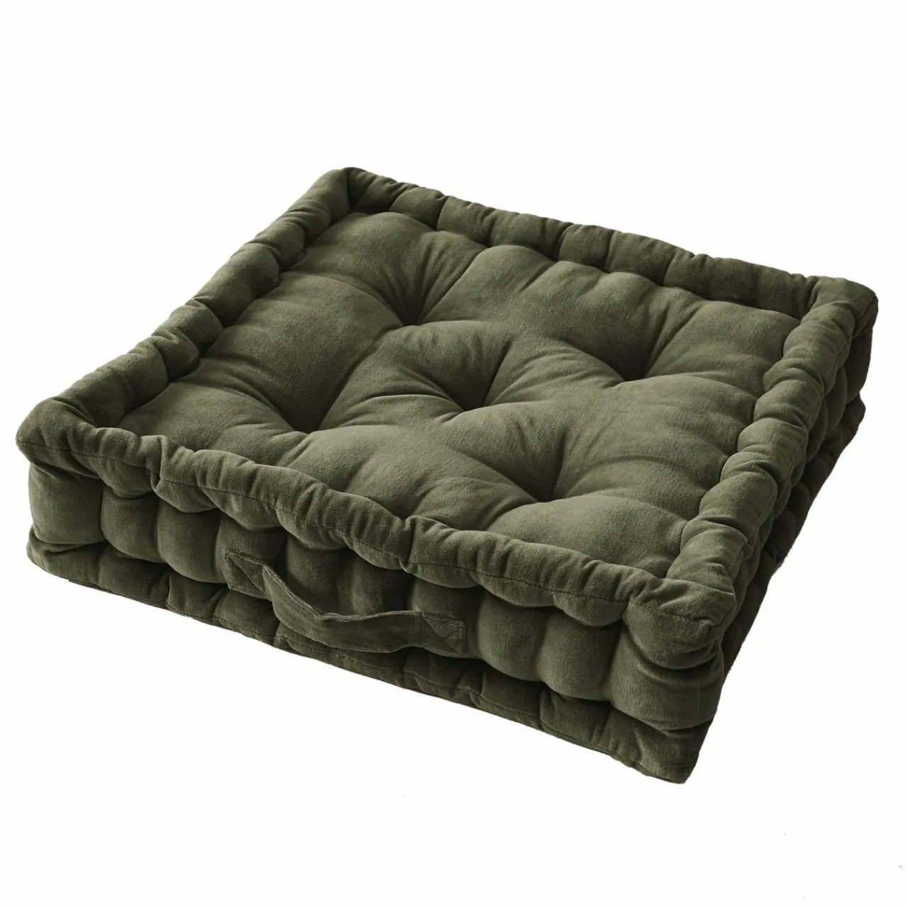 EMINZA Coussin de sol carré velours de coton (50 x 50 cm) Victor thym Vert Online