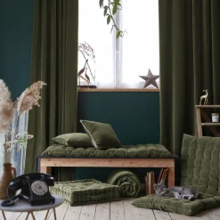 EMINZA Coussin de sol carré velours de coton (50 x 50 cm) Victor thym Vert Online