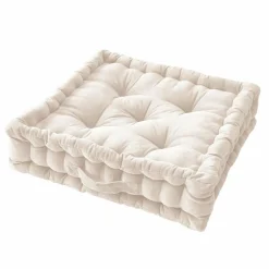 EMINZA Coussin de sol carré velours de coton (50 x 50 cm) Victor pampa Beige New
