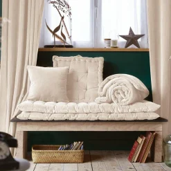 EMINZA Coussin de sol carré velours de coton (50 x 50 cm) Victor pampa Beige New