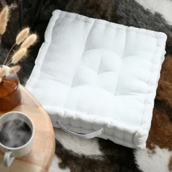 STOF Coussin de sol carré velours (45 x 45 cm) Dandy Ecru Clearance