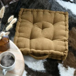 STOF Coussin de sol carré velours (45 x 45 cm) Dandy Camel Hot