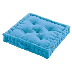 EMINZA Coussin de sol coton (60 x 60 cm) Pixel Bleu turquoise Outlet