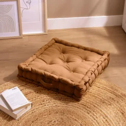 EMINZA Coussin de sol coton (50 x 50 cm) Pixel Camel New