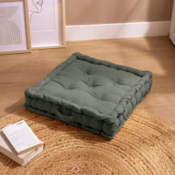 EMINZA Coussin de sol coton (50 x 50 cm) Pixel Vert kaki Sale