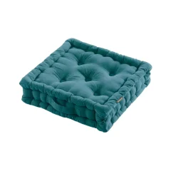 EMINZA Coussin de sol coton (40 x 40 cm) Pixel Bleu canard Hot