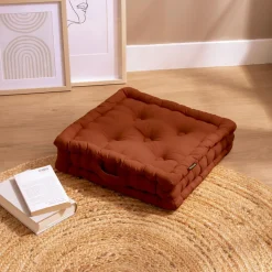 EMINZA Coussin de sol coton (40 x 40 cm) Pixel Terracotta Discount