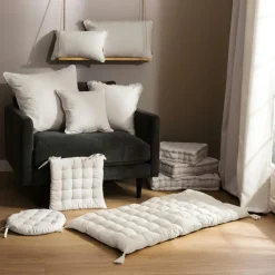 EMINZA Coussin de sol coton (60 x 60 cm) Pixel Beige New