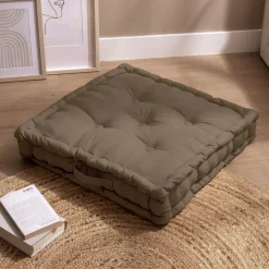 EMINZA Coussin de sol coton (60 x 60 cm) Pixel Taupe Outlet