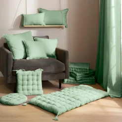 EMINZA Coussin de sol coton (60 x 60 cm) Pixel Vert menthe Outlet