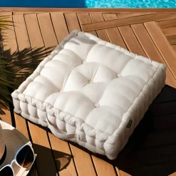 EMINZA Coussin de sol extérieur capitonné (50 x 50 cm) Sunset Ecru Hot