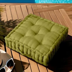 EMINZA Coussin de sol extérieur capitonné (50 x 50 cm) Sunset Vert olive Sale