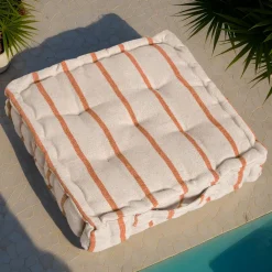 EMINZA Coussin de sol extérieur toile de coton (45 x 45 cm) Ocealys Corail Orange New