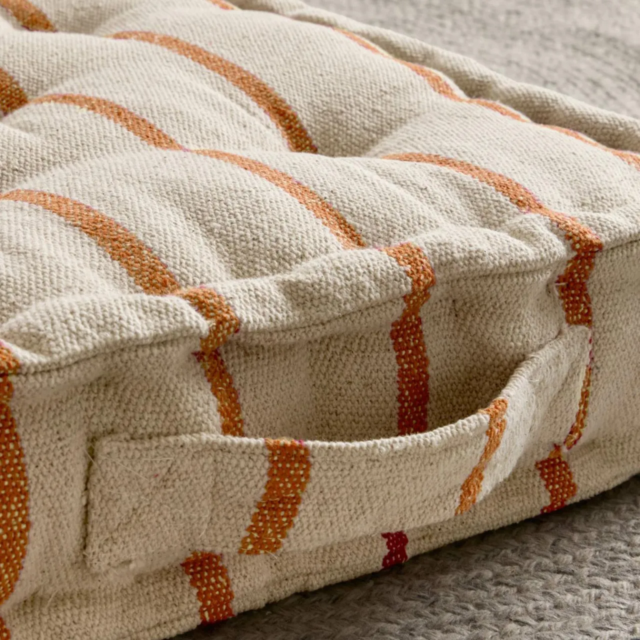 EMINZA Coussin de sol extérieur toile de coton (45 x 45 cm) Ocealys Corail Orange New