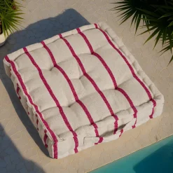 EMINZA Coussin de sol extérieur toile de coton (45 x 45 cm) Ocealys Rouge