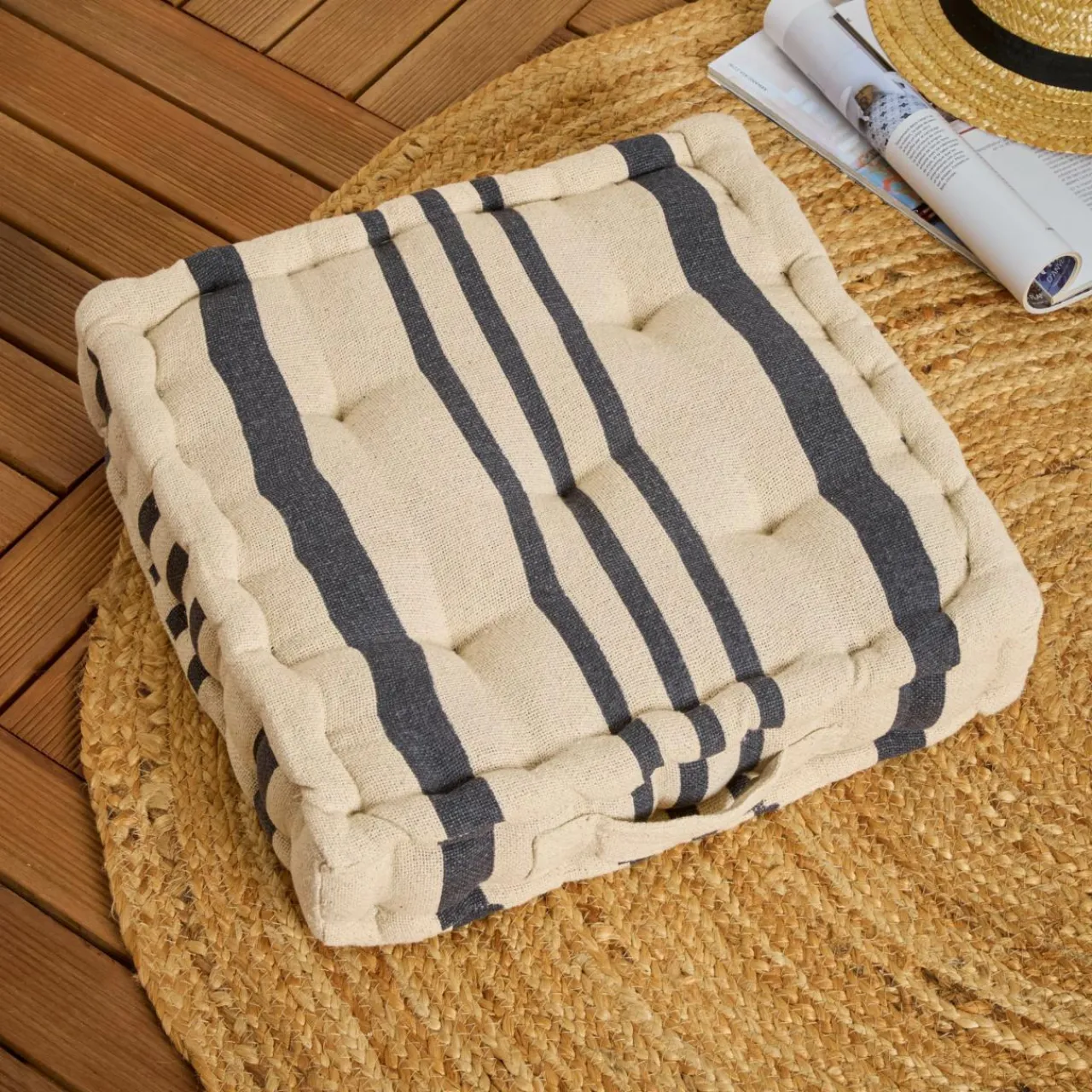 EMINZA Coussin de sol extérieur (45 x H10 cm) Nautira Gris ardoise