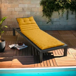 EMINZA Coussin de transat capitonné (180 x 60 cm) Sunset Jaune moutarde Discount