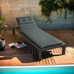 EMINZA Coussin de transat capitonné (180 x 60 cm) Sunset Gris Anthracite Clearance