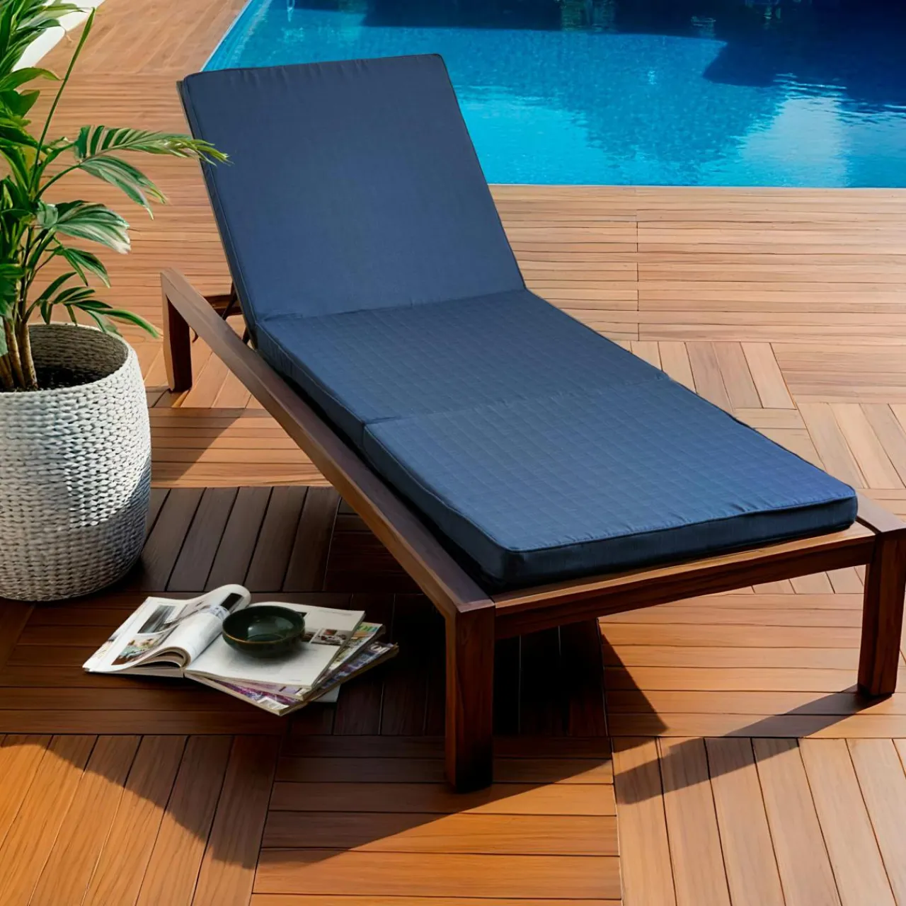 EMINZA Coussin de transat déhoussable (190 x 60 cm) Sunset Bleu nuit Outlet