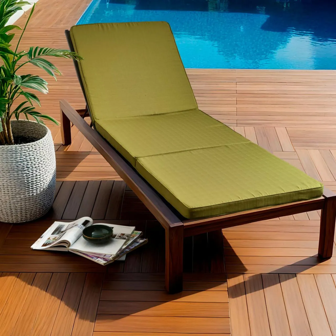 EMINZA Coussin de transat déhoussable (190 x 60 cm) Sunset Vert olive Hot