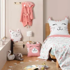 douceur d'intu017drieur Coussin enfant carré (40 x 40 cm) Chatchat Rose Sale