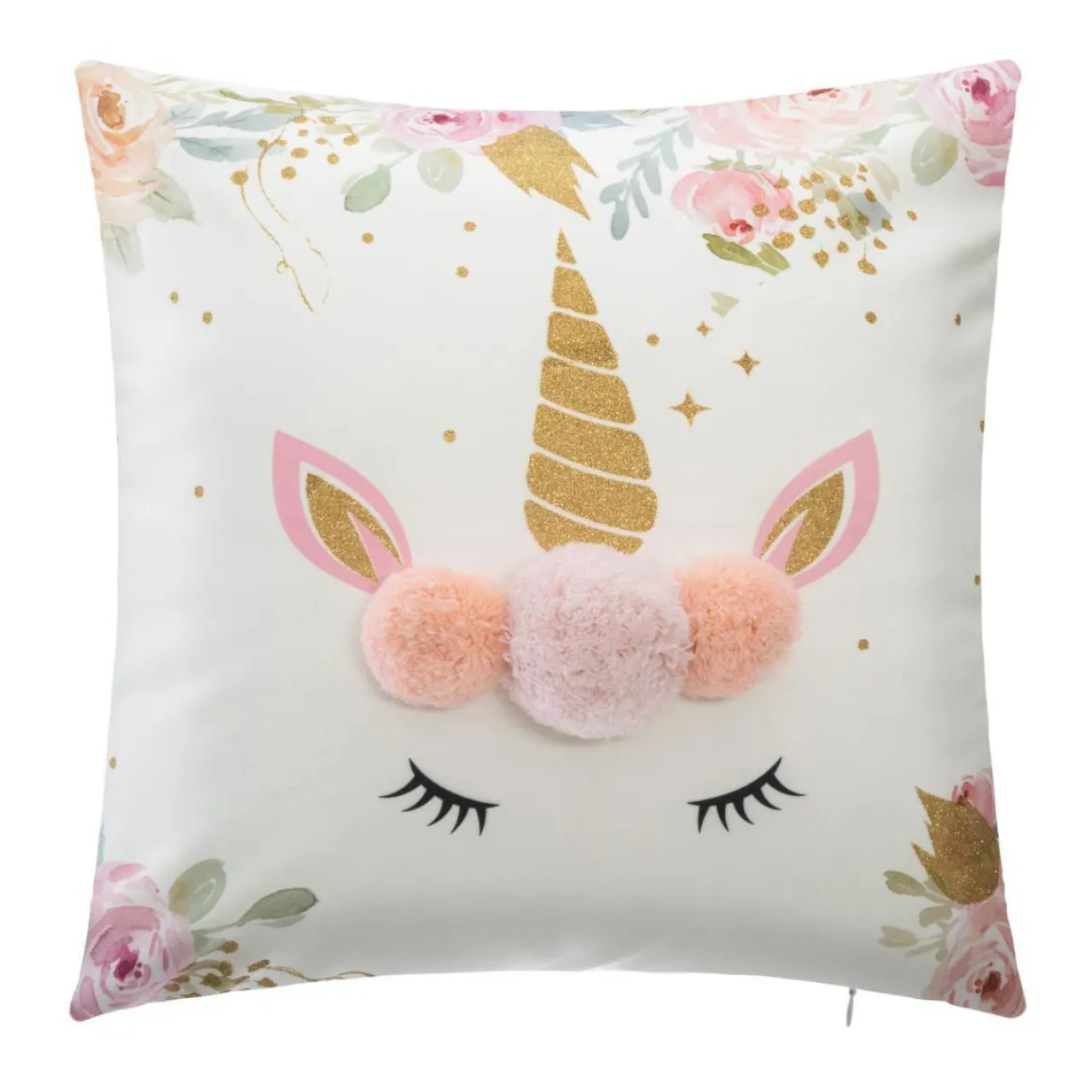 ATMOSPHERA Coussin enfant carré (40 x 40 cm) Licorne Pompons Multicolore Sale