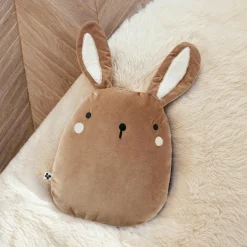 L'EFFET PAPILLON Coussin enfant lapin velours (40 x 45 cm) Pompon Marron Hot