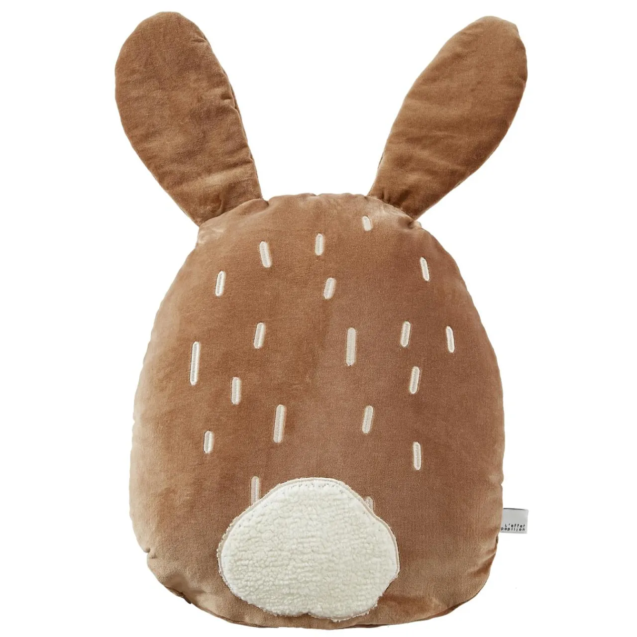 L'EFFET PAPILLON Coussin enfant lapin velours (40 x 45 cm) Pompon Marron Hot