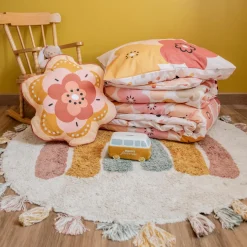 l'Effet Papillon Coussin enfant rond coton (47 x 45 cm) Barbotine Multicolore Sale