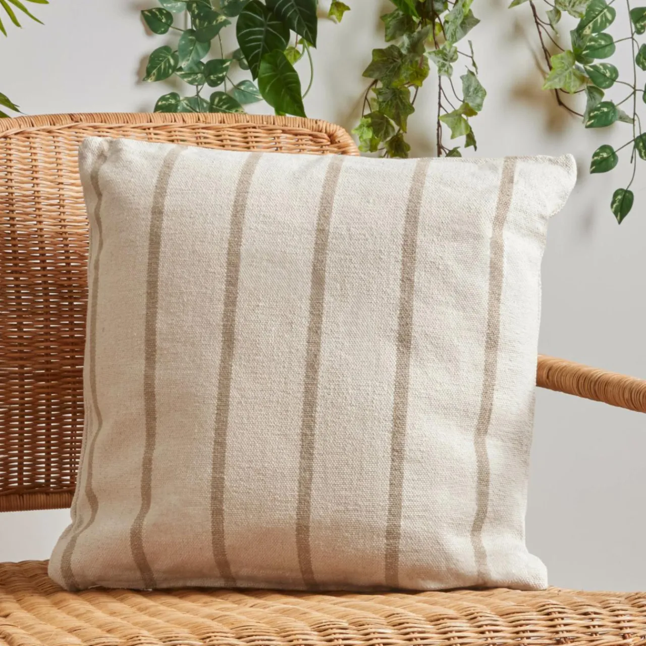 EMINZA Coussin extérieur carré toile de coton (50 x 50 cm) Ocealys Beige Discount