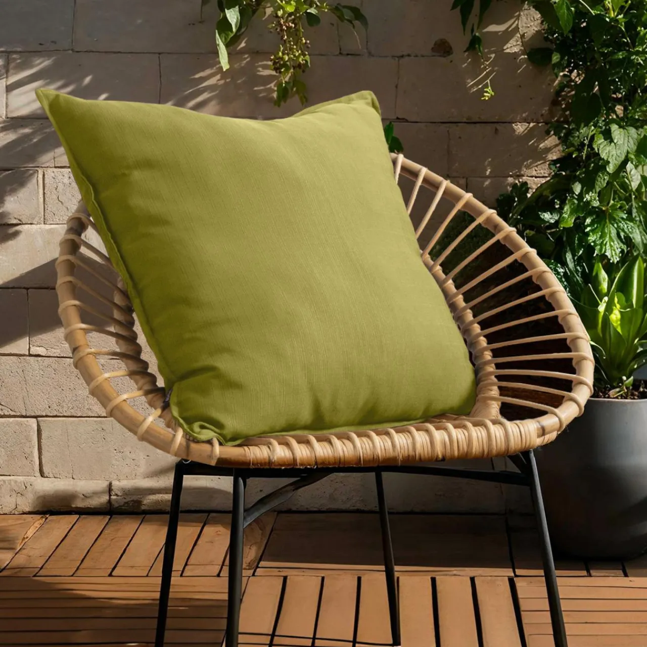 EMINZA Coussin extérieur carré (60 x 60 cm) Sunset Vert olive Sale