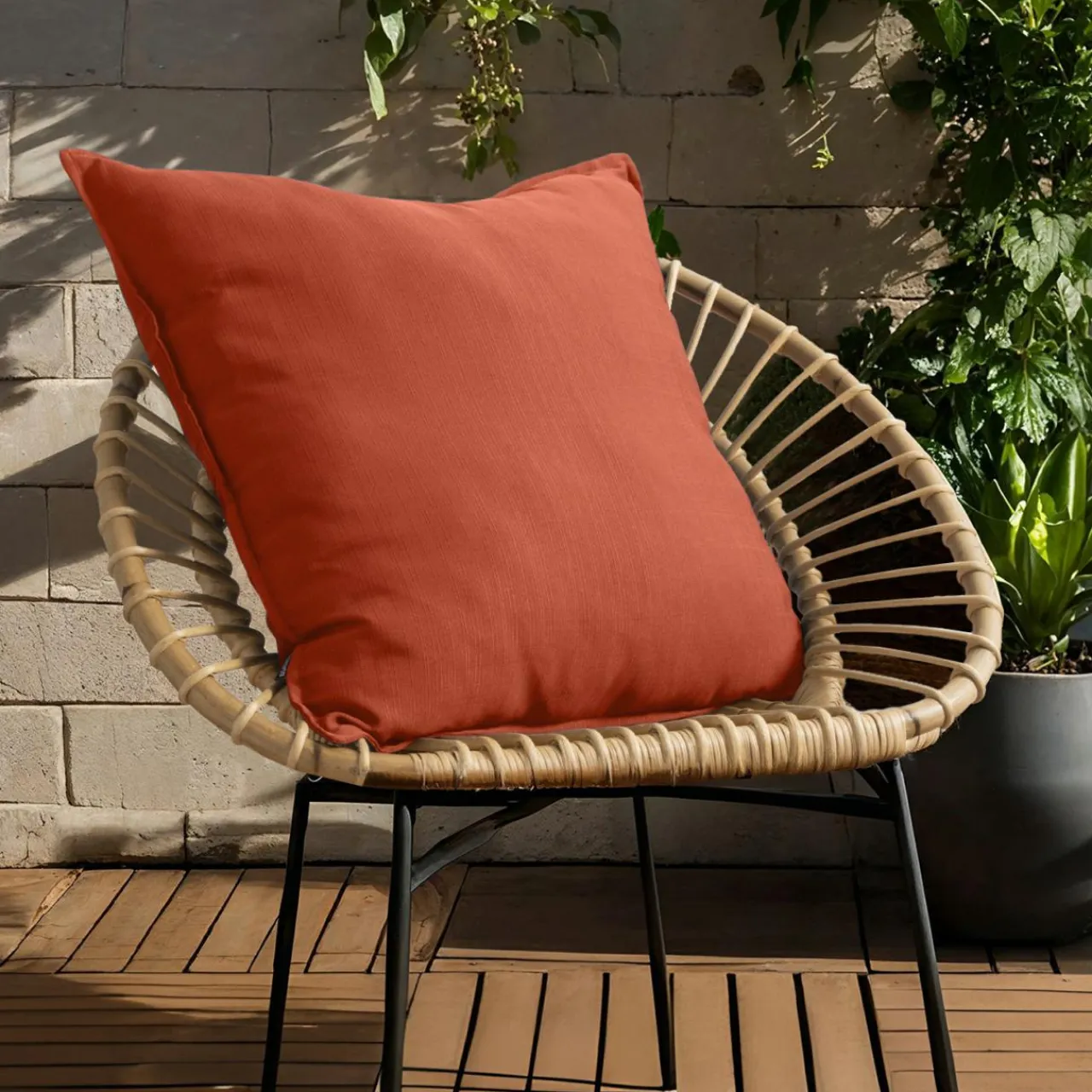EMINZA Coussin extérieur carré (60 x 60 cm) Sunset Terracotta New