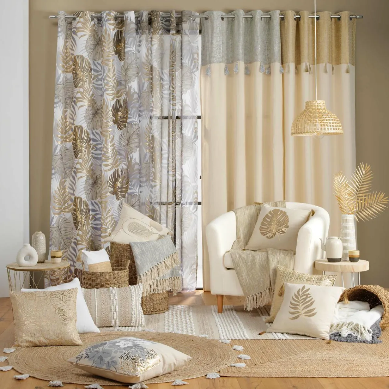 douceur d'intu017drieur Coussin rectangulaire coton (30 x 50 cm) Blanca Beige Clearance