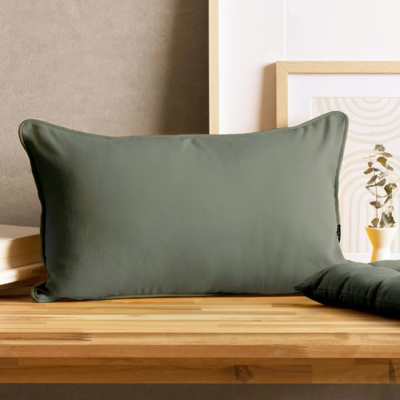EMINZA Coussin rectangulaire coton (30 x 50 cm) Pixel Vert kaki Outlet
