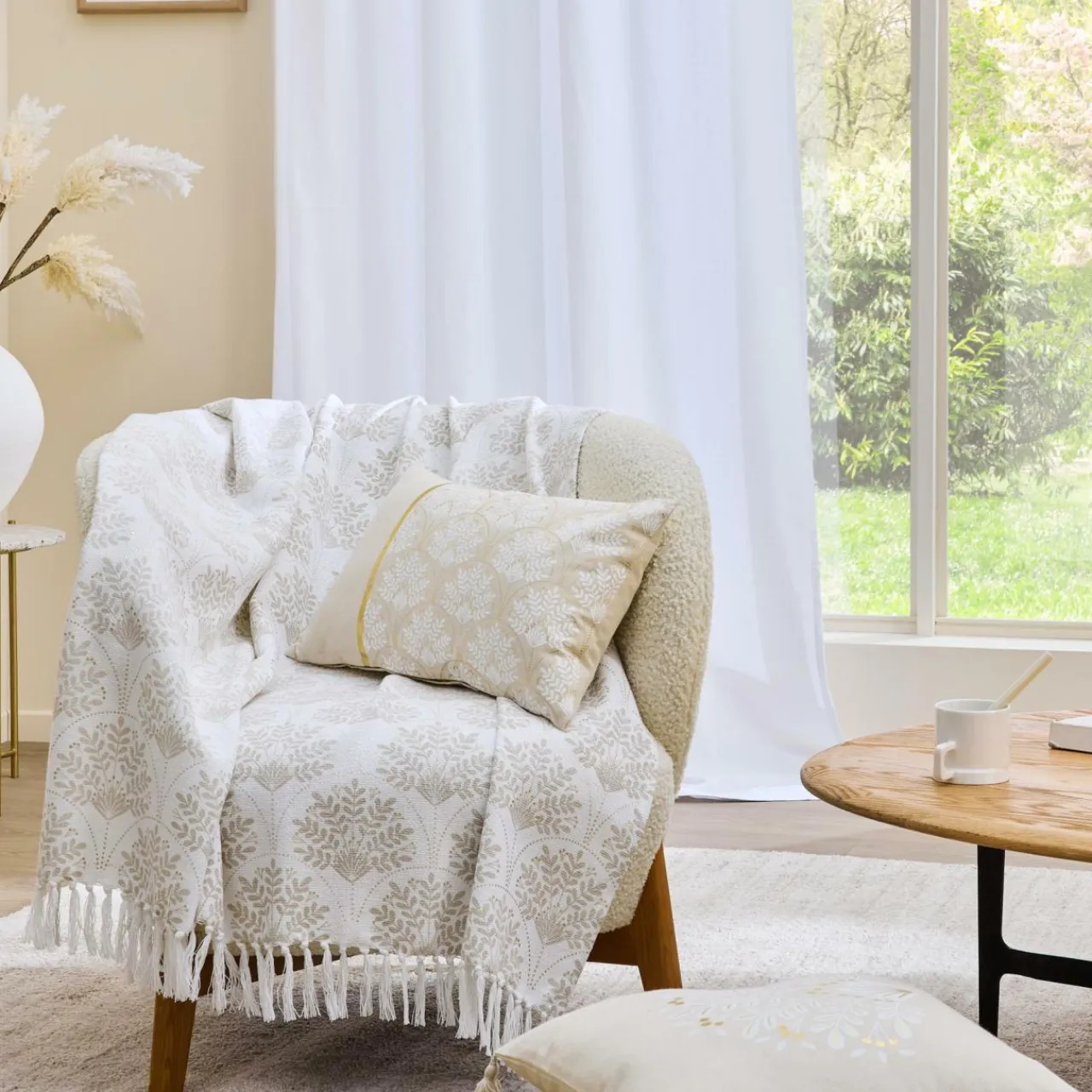 douceur d'intu017drieur Coussin rectangulaire coton (30 x 50 cm) Majestia Beige Outlet