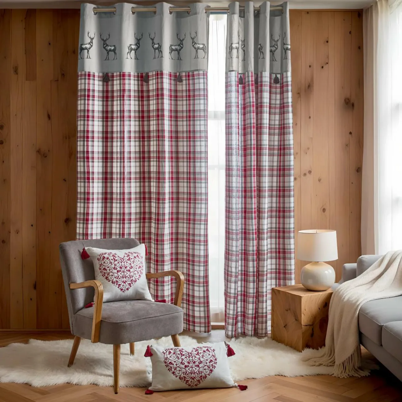 EMINZA Coussin rectangulaire coton (30 x 50 cm) Megeve Rouge New