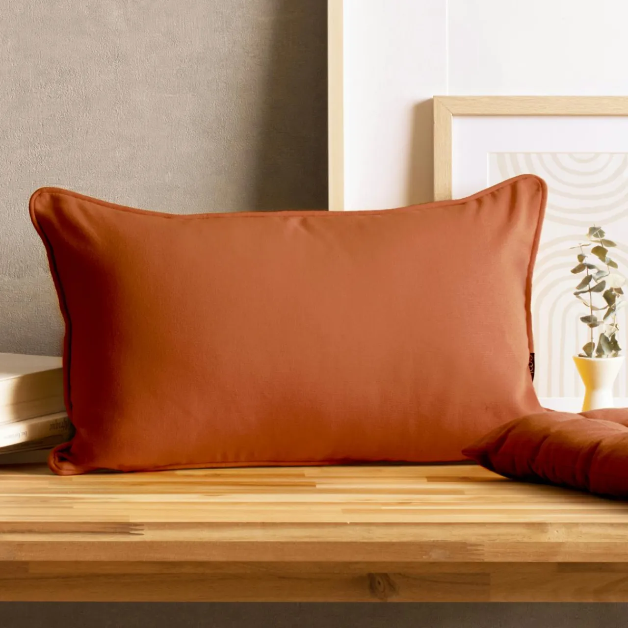 EMINZA Coussin rectangulaire coton (30 x 50 cm) Pixel Terracotta