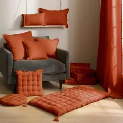 EMINZA Coussin rectangulaire coton (30 x 50 cm) Pixel Terracotta
